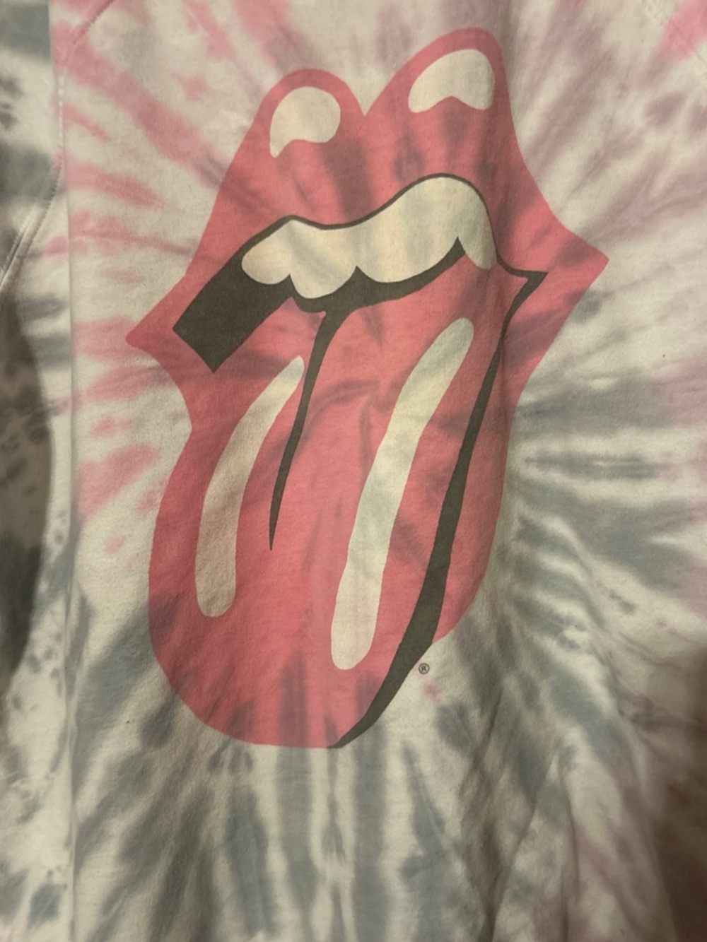 the Rolling Stones Pink & Gray Tie-Dye Crewneck Sweatshirt with Tongue Logo - Picture 2 of 4